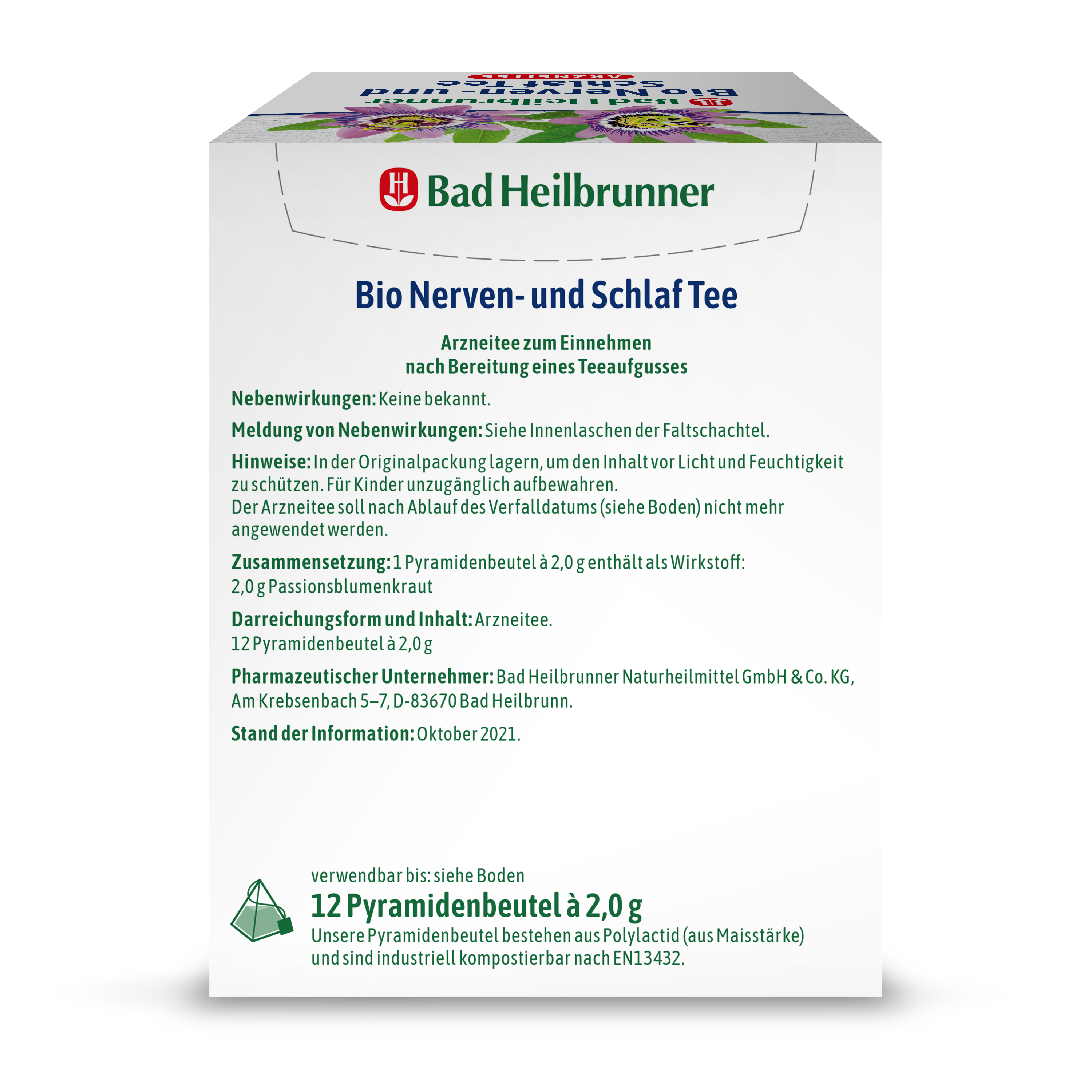 Bio Nerven- und Schlaf Tee im Pyramidenbeutel