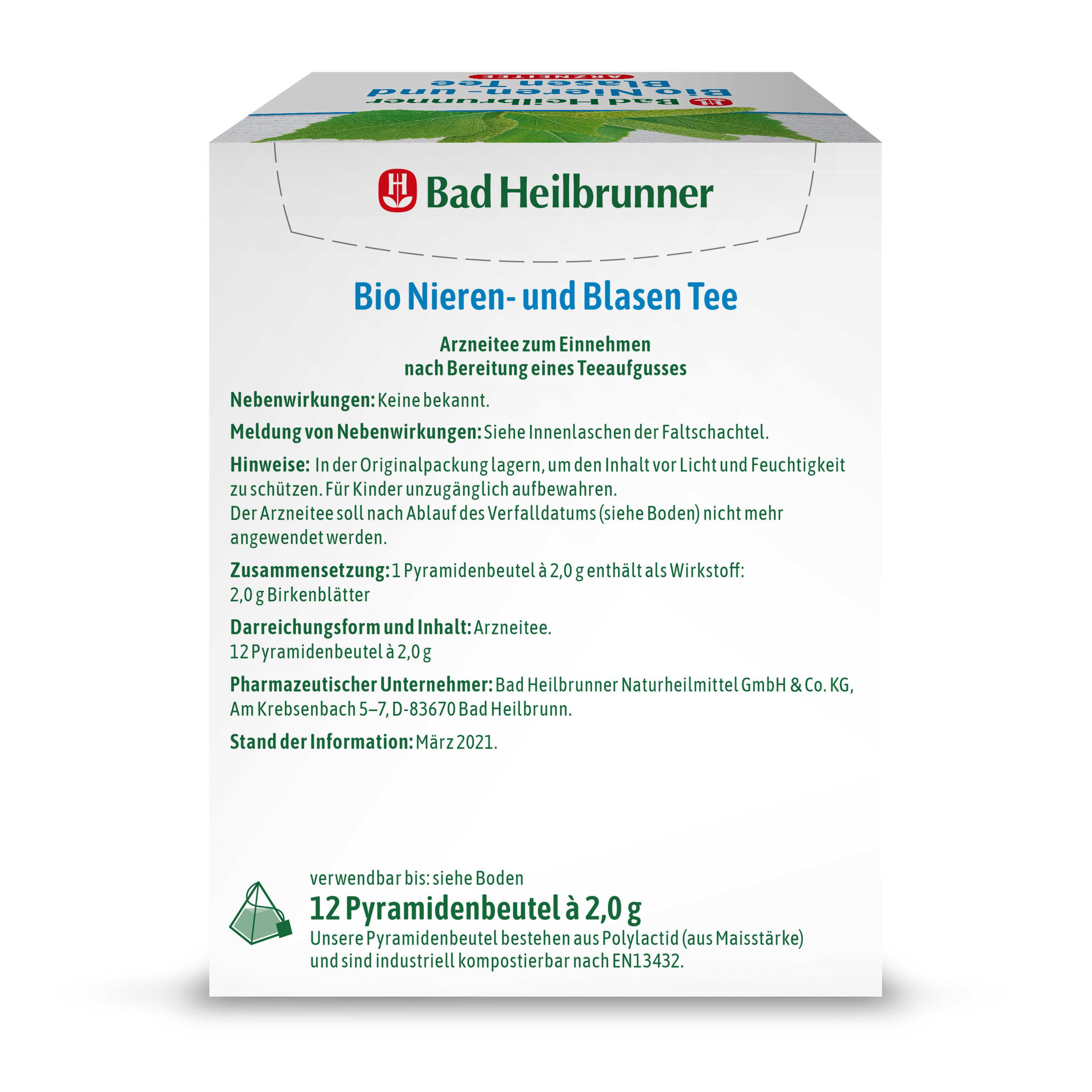 Bio Nieren- und Blasen Tee im Pyramidenbeutel