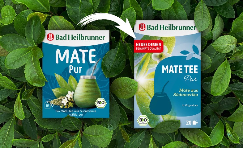Das Bild zeigt die alte Tee-Verpackung und die neue Teeverpackung mit mehr Inhalt.