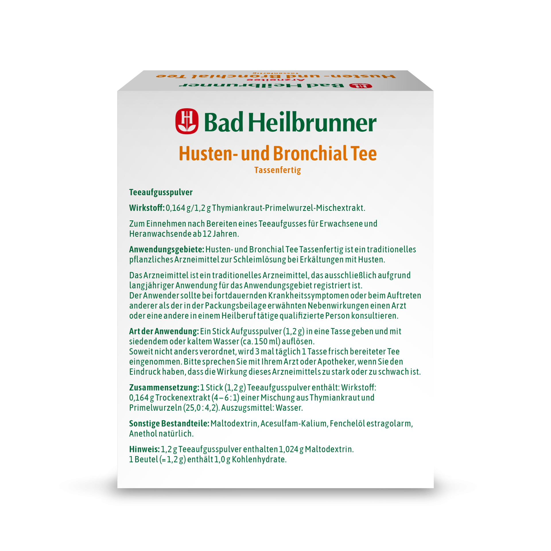 Husten- und Bronchial Tee Tassenfertig | Bad Heilbrunner Arzneitee